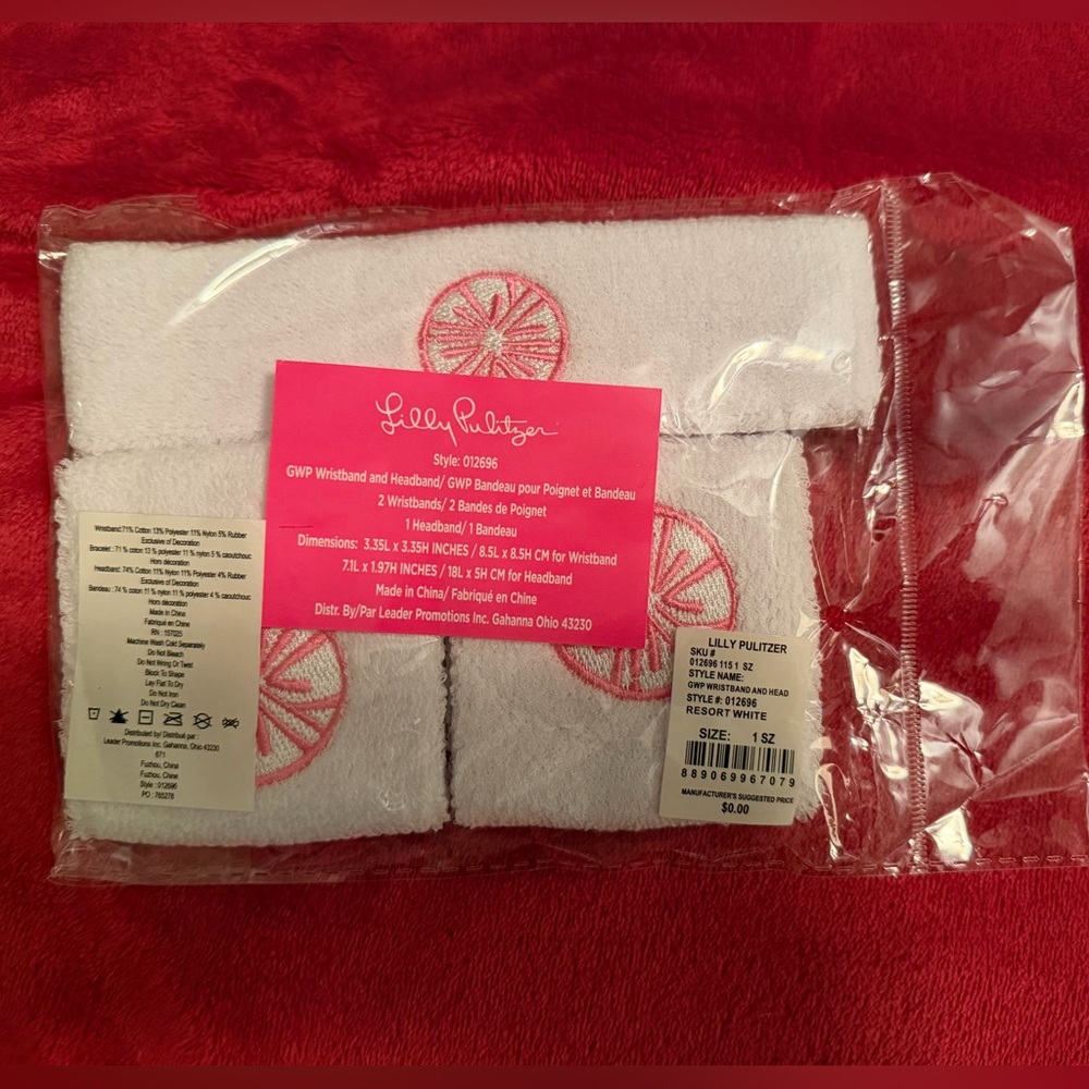 GWP Lilly Pulitzer White and Pink Wristbands and Headband